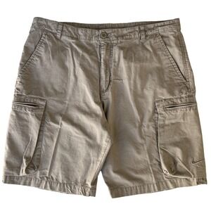 VTG Nike Athletic Dept Cargo Shorts Mens 36 Khaki Tan Cotton Utility Y2K 90s